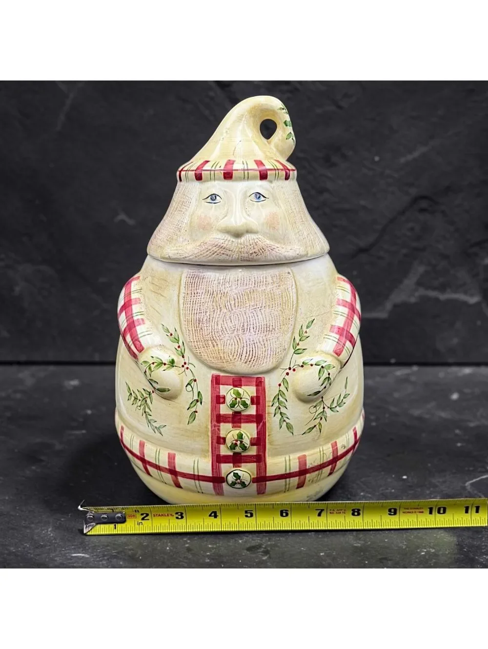 Large Vtg Laurie Gates Los Angeles Pottery Santa Cookie Jar Christmas Canister